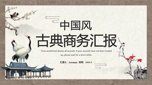 PPT-Vorlage für Geschäftspräsentationen im klassischen chinesischen Stil mit Blumen- und Vogelhintergrund