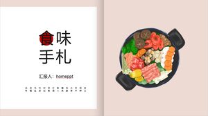 Modelo PPT de tema "Notas de sabor" estilo livro ilustrado
