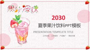 Plantilla PPT con temática alimentaria con fondo de bebida de jugo rosa