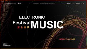 Dinamik aydınlatma arka planına sahip retro müzik festivali temalı etkinlikleri planlamak için PPT şablonu