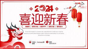 Bienvenido al Año Nuevo: plantilla PPT para el plan de trabajo de Año Nuevo en el Año del Loong