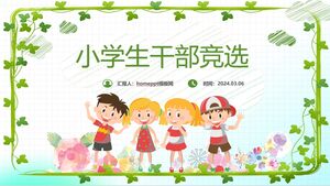 Cute cartoon primary school student cadre election PPT template