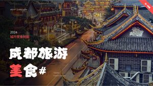 PPT-Vorlage für den Tourismus- und Gastronomie-Stadtplan von Chengdu
