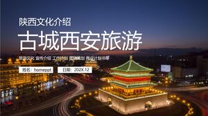 Modelo de PPT de promoção turística e cultural de Xi'an com cenário noturno requintado da cidade antiga