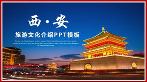 Modelo PPT para apresentar o turismo e a cultura de Xi'an à visão noturna do antigo edifício da cidade