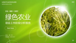 Шаблон PPT для аналитического отчета о рабочем этапе проекта зеленого сельского хозяйства на фоне зеленой пшеницы