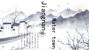 Modelo de PPT da cidade da água de Jiangnan do estilo chinês