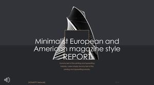 Șablonul PPT în stil de revistă europeană și americană minimalist alb-negru