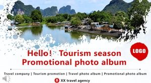 Travel promotion photo album PPT template