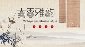 Modèle PPT de style chinois à l'encre vintage