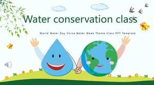 Water conservation theme class dynamic PPT template