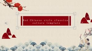 Plantilla PPT roja vintage estilo chino
