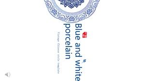 Modello PPT in porcellana blu e bianca in stile cinese