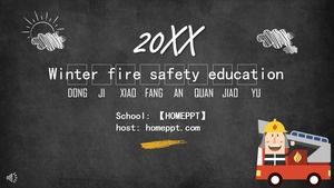 Plantilla PPT de reunión de clase temática de educación sobre seguridad contra incendios de viento pintada a mano