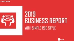 簡單的紅色業務報告PPT模板