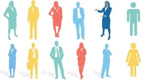 Silhouette de gens d'affaires modifiables en couleur avec un matériau PPT
