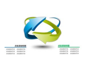 Material de flecha PPT envolvente estéreo verde y azul