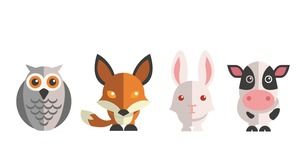 Cor 24 animais fofos plana material PPT