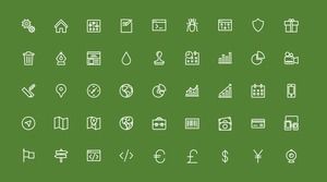 200 płaskich ikon PPT w kolorze zielonym
