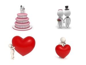붉은 사랑 결혼 가족 3D 소인 PPT 자료