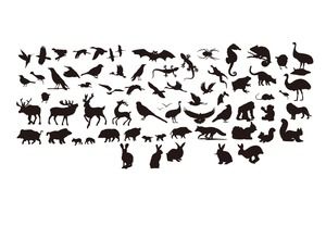 Black animal silhouette PPT small picture material