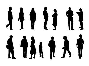 Various people silhouette PPT picture material