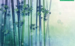 Grünes ruhiges Bambuswaldbambus-PPT-Hintergrundbild