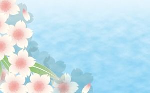 藍色優雅卡通花朵PPT背景圖片