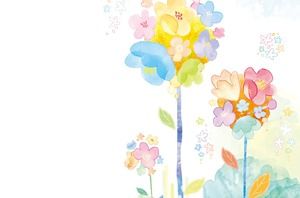 多彩优雅清新水彩花朵PPT背景图片