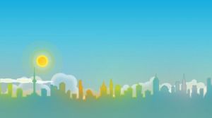 Light blue cartoon city PPT background picture