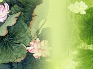 Imagem de fundo verde clássica lotus PPT
