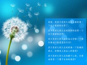 Blue fantasy beautiful dandelion PPT background picture