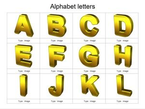 Model 3D PPT alfabet englez în stil 3D