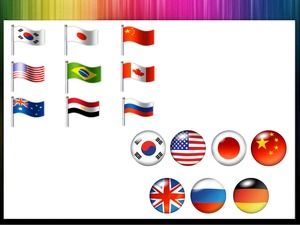 Deux ensembles de modèle PPT d'infographie icône drapeau national