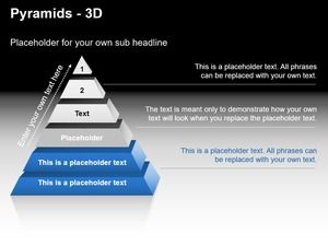 Dark blue beautiful 3D pyramid performance hierarchical PPT chart