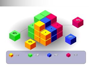 3d building blocks PPT chart