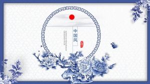 Modelo de PPT de estilo chinês de porcelana azul e branca bonita