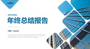 Kreative klassische blaue Geschäftsjahresendzusammenfassungsbericht-ppt-Schablone der geometrischen Zeichnung
