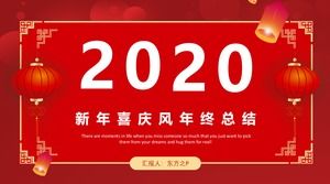 Big red festive traditional chinese new year theme year-end summary new year plan ppt template