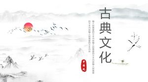 Modelo de ppt de tema de estilo chinês de tinta simples e elegante de cultura clássica