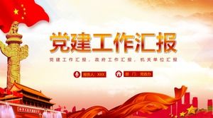 Modello PPT di rapporto festivo della Cina del partito piano rosso Zhuang Yanfeng dei lavori di costruzione