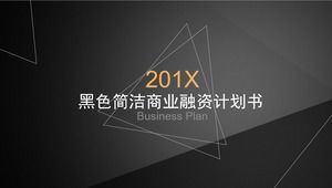 Black texture background geometric triangle lines concise business financing plan ppt template