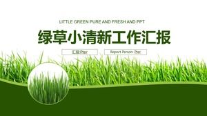 Modèle de ppt de plan résumé de travail plat frais d'herbe verte