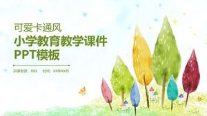 Watercolor landscape painting cute cartoon style elementary education teaching courseware ppt template