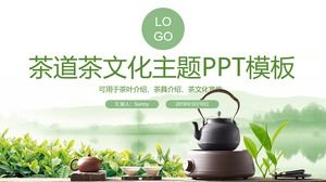 Modelo de ppt de tema de cultura de chá de primavera verde pequena fresca primavera chá