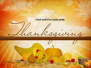 Selamat Hari Thanksgiving template ppt gaya kartun retro gaya Thanksgiving