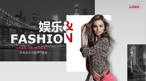 Dynamic European and American magazine style fashion women PPT template