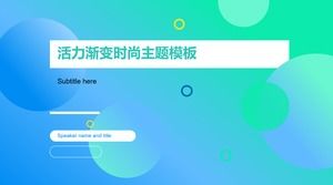 Blue green gradient background vibrant round fresh fashion theme business universal ppt template