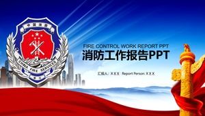Modelo de ppt de relatório de trabalho de bombeiro de apresentação de conhecimento de fogo