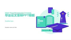 Blue green fresh cartoon style thesis defense ppt template